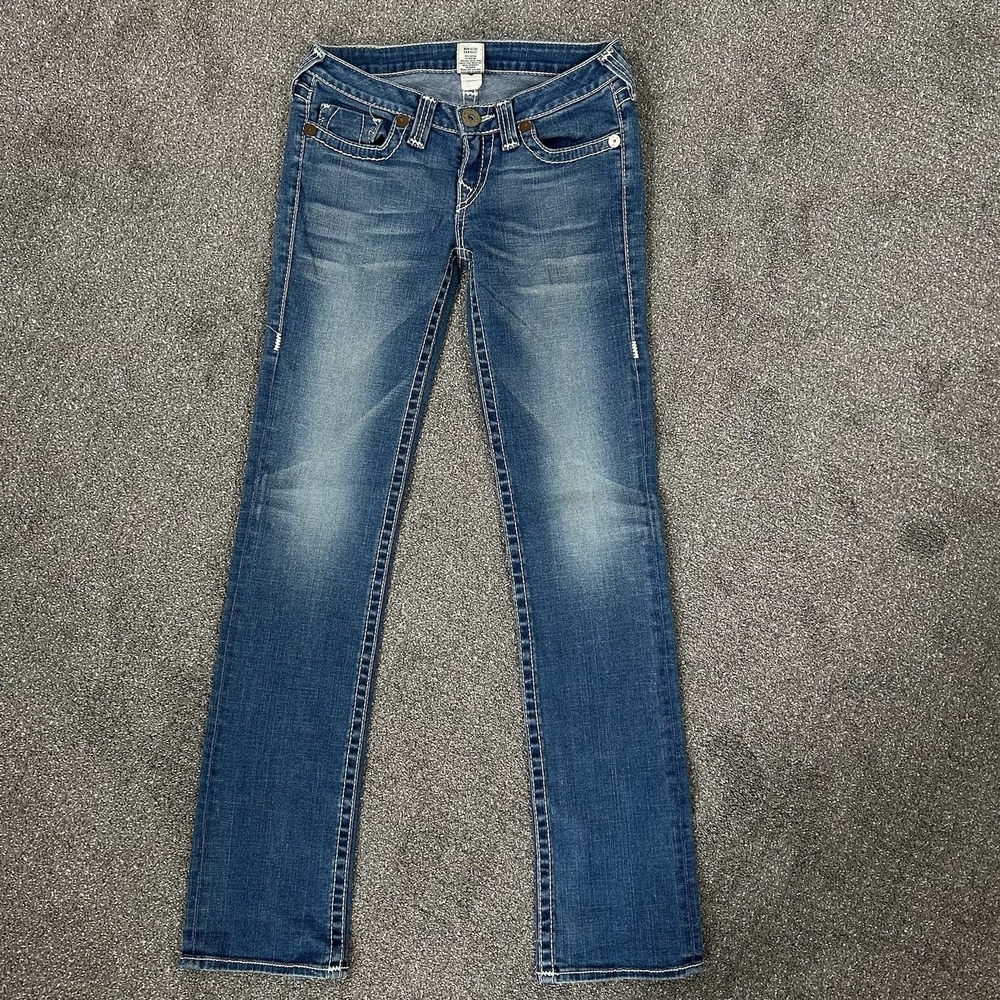 True Religion World Tour Straight Leg Jeans Women's 29x34 - Stretch Low-Rise USA